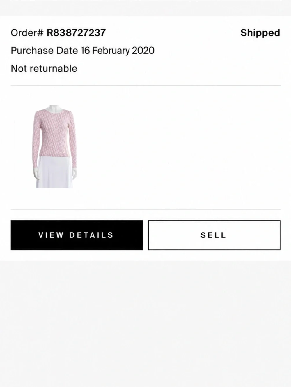Dior Pale Pink Logo-Pattern Long Sleeve Top - Picture 3 of 4